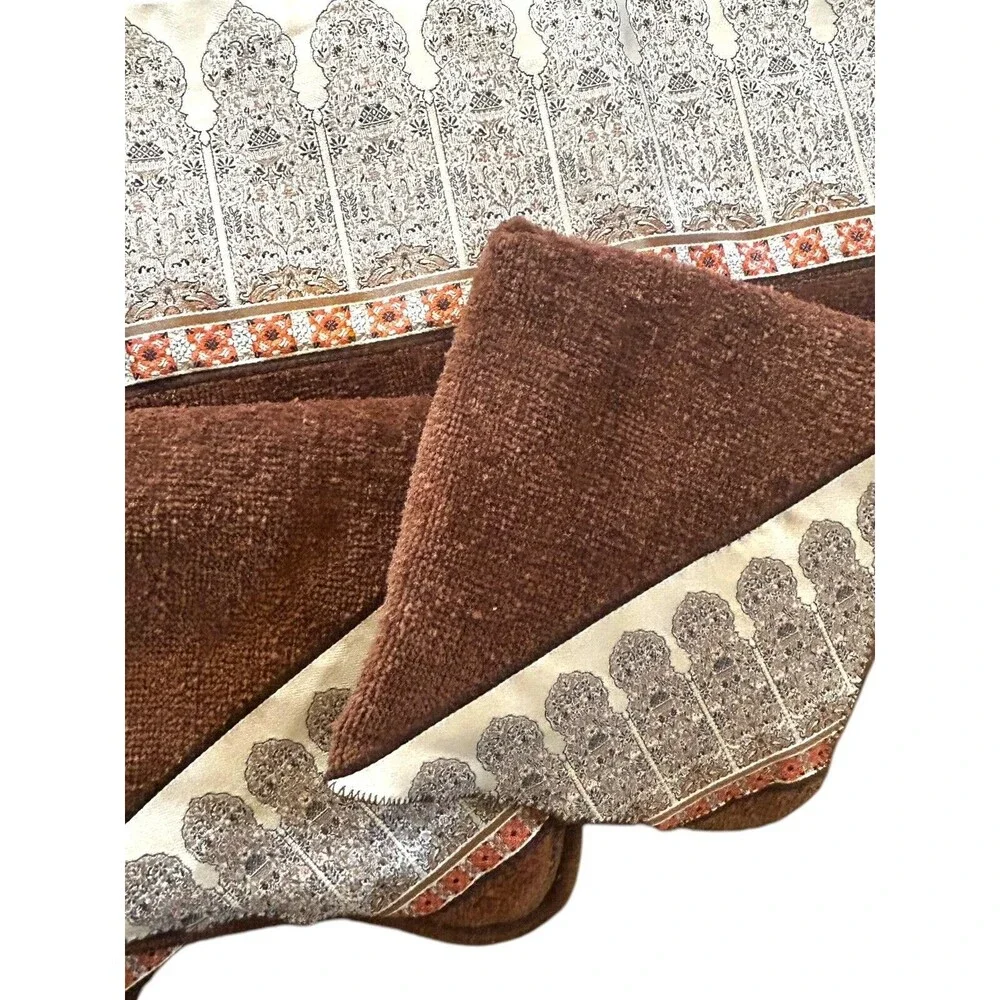 VTG Martex Zodiac 2 Bath & Washcloth 1 Hand Towel Brown w Moroccan Satin Border